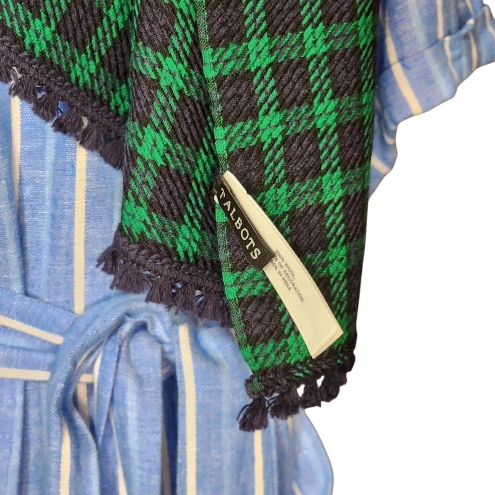 Talbots Plaid Scarf in Green and Blue